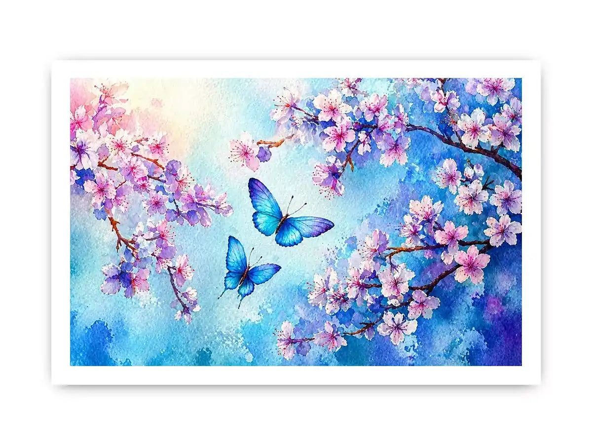 watercolor butterfly floral blossom blue pastel Canvas Print canvas