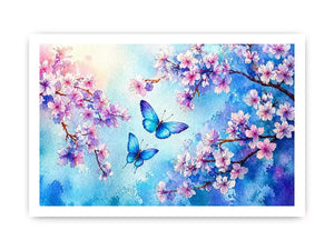 watercolor butterfly floral blossom blue pastel Canvas Print canvas