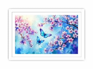 watercolor butterfly floral blossom blue pastel Canvas Print canvas
