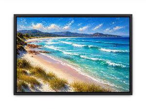 impressionist coastal beach waves turquoise ocean Canvas Print canvas
