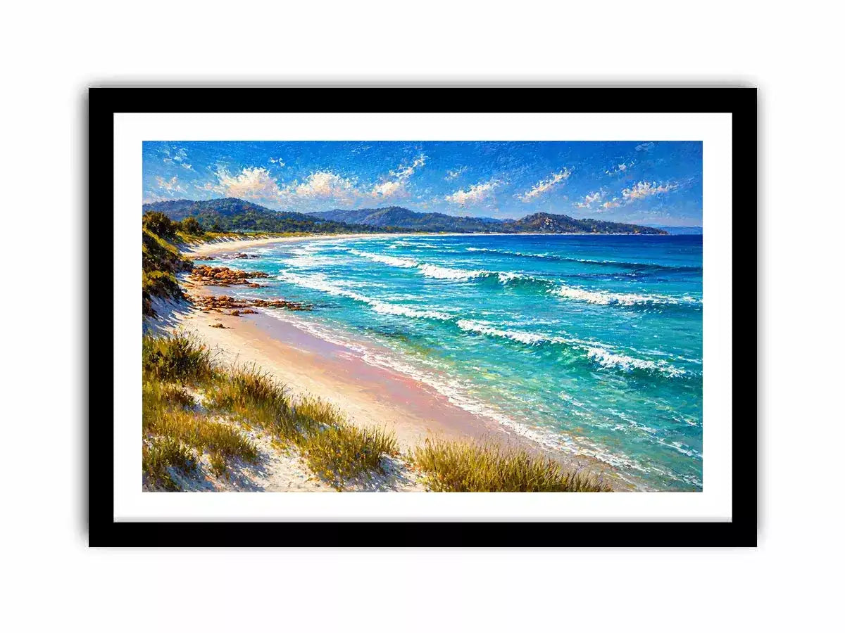 impressionist coastal beach waves turquoise ocean Canvas Print canvas
