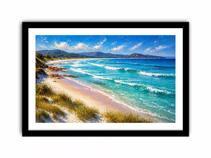 impressionist coastal beach waves turquoise ocean Canvas Print canvas