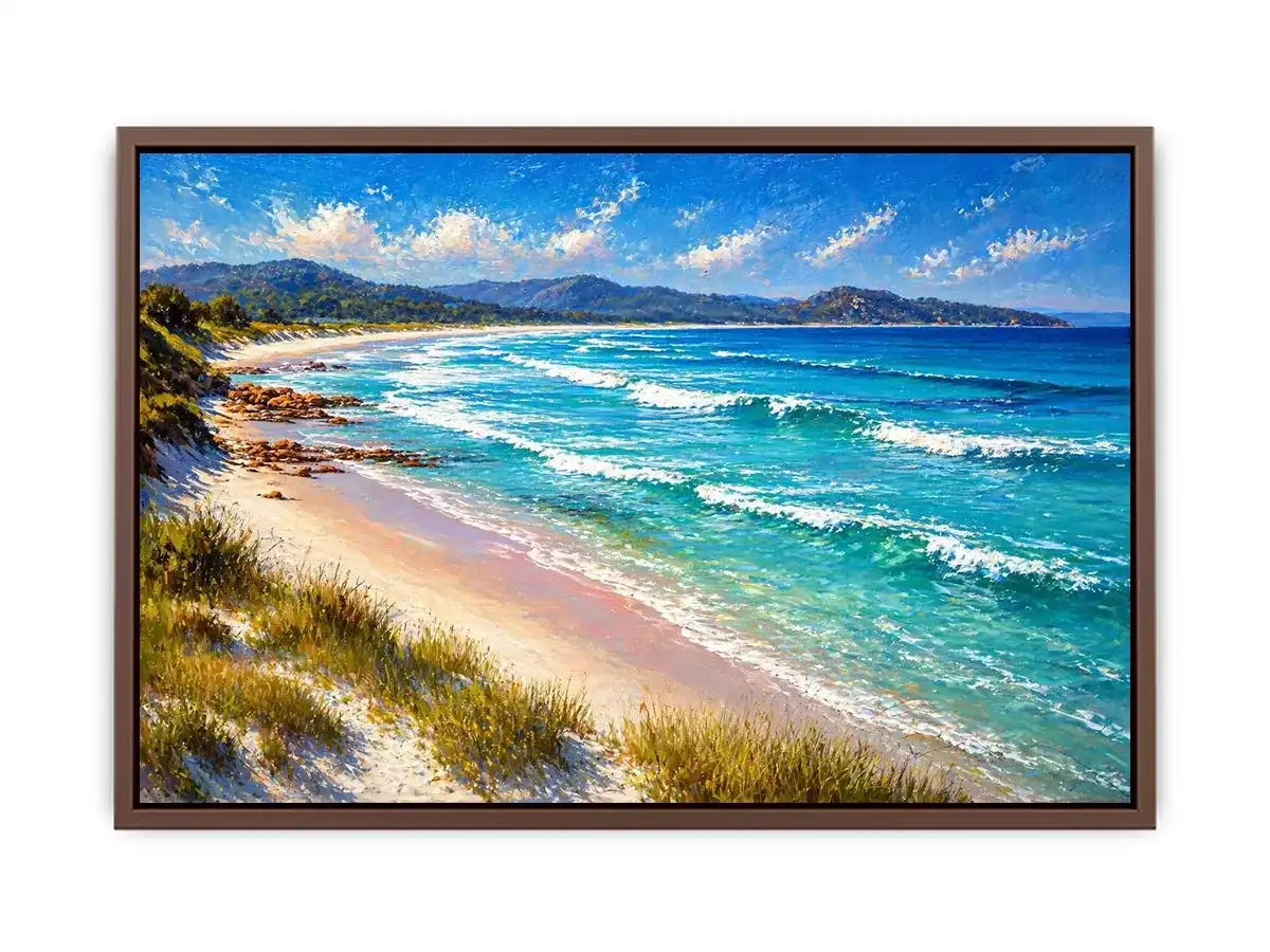 impressionist coastal beach waves turquoise ocean Canvas Print canvas
