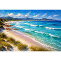 impressionist coastal beach waves turquoise ocean Canvas Print canvas