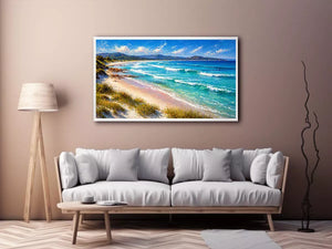impressionist coastal beach waves turquoise ocean Canvas Print canvas