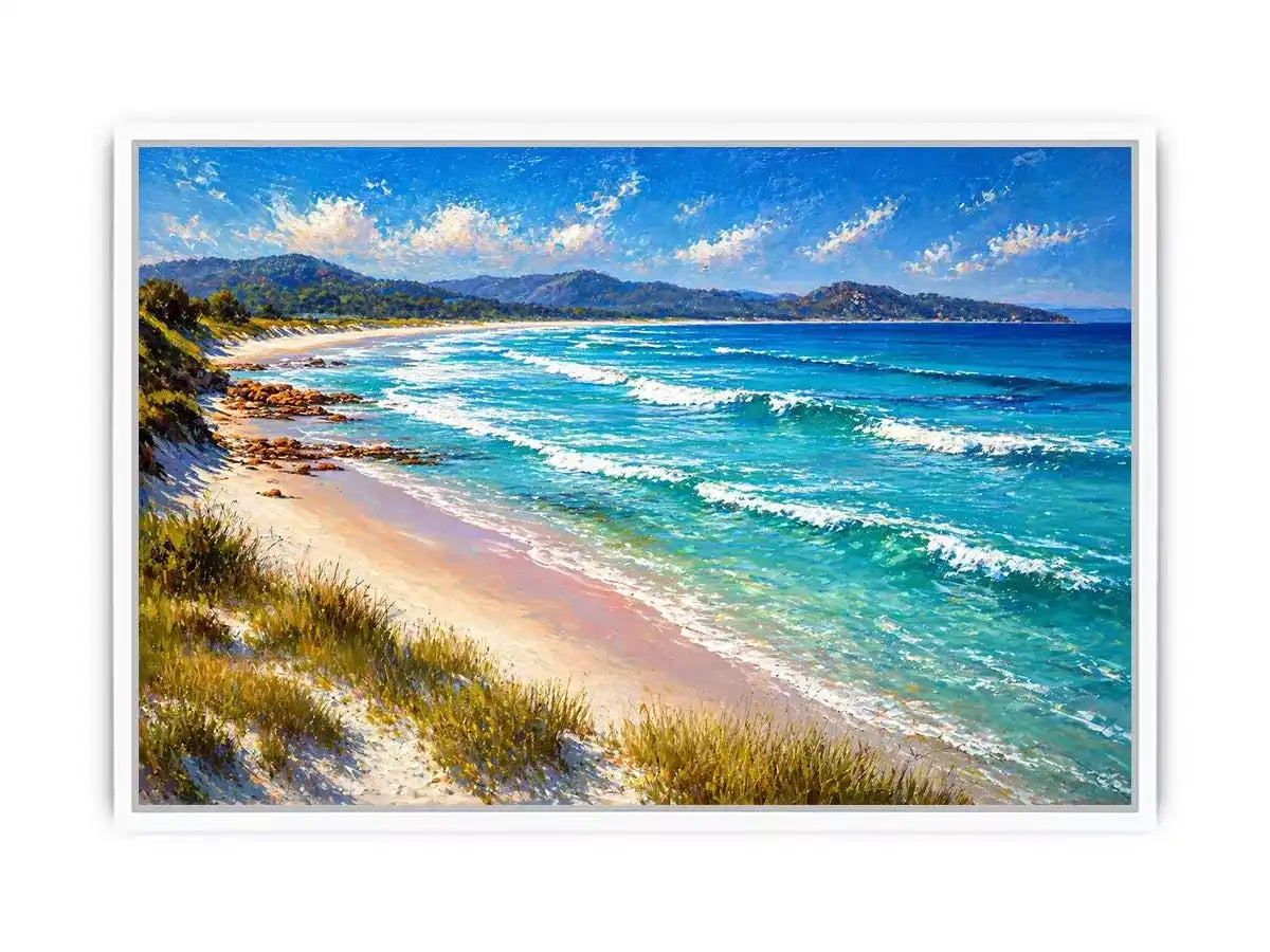 impressionist coastal beach waves turquoise ocean Canvas Print canvas