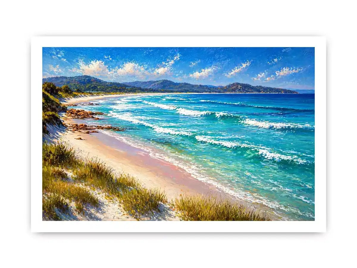 impressionist coastal beach waves turquoise ocean Canvas Print canvas
