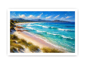 impressionist coastal beach waves turquoise ocean Canvas Print canvas