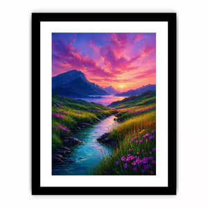 impressionist valley river sunset landscape Canvas Print colorful canvas