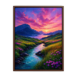 impressionist valley river sunset landscape Canvas Print colorful canvas