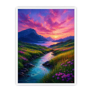 impressionist valley river sunset landscape Canvas Print colorful canvas