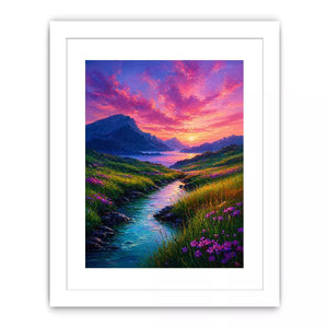 impressionist valley river sunset landscape Canvas Print colorful canvas