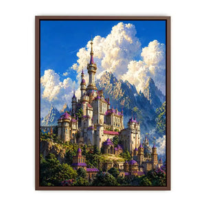 fantasy castle Canvas Print, majestic palace mountain canvas, dreamy sky castle artwork, medieval fantasy architecture print, luxury castle landscape illustration