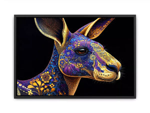 kangaroo Canvas Print luxury animal print, ornate animal portrait canvas, decorative kangaroo artwork gold pattern, modern animal illustration wall decor, detailed wildlife art print