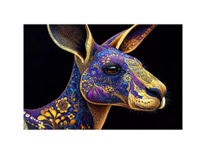 kangaroo Canvas Print luxury animal print, ornate animal portrait canvas, decorative kangaroo artwork gold pattern, modern animal illustration wall decor, detailed wildlife art print