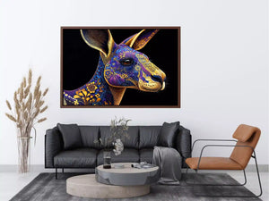 kangaroo Canvas Print luxury animal print, ornate animal portrait canvas, decorative kangaroo artwork gold pattern, modern animal illustration wall decor, detailed wildlife art print