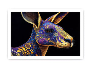 kangaroo Canvas Print luxury animal print, ornate animal portrait canvas, decorative kangaroo artwork gold pattern, modern animal illustration wall decor, detailed wildlife art print