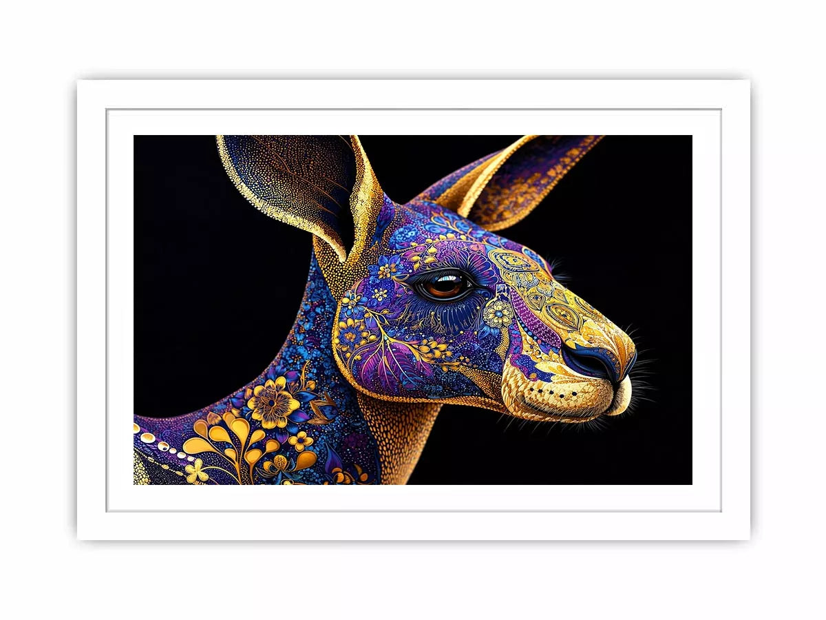 kangaroo Canvas Print luxury animal print, ornate animal portrait canvas, decorative kangaroo artwork gold pattern, modern animal illustration wall decor, detailed wildlife art print