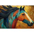 luxury horse Canvas Print, ornate horse portrait canvas, gold textured horse painting, modern animal artwork decor, stylized horse illustration print