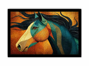 abstract horse Canvas Print teal gold, luxury horse Canvas Print, textured horse painting modern decor, artistic horse portrait illustration, colorful horse artwork wall decor