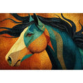 abstract horse Canvas Print teal gold, luxury horse Canvas Print, textured horse painting modern decor, artistic horse portrait illustration, colorful horse artwork wall decor