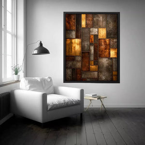 industrial abstract Canvas Print metal texture, geometric rustic panel artwork, modern industrial Canvas Print, metallic abstract wall decor, textured geometric art print