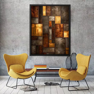 industrial abstract Canvas Print metal texture, geometric rustic panel artwork, modern industrial Canvas Print, metallic abstract wall decor, textured geometric art print
