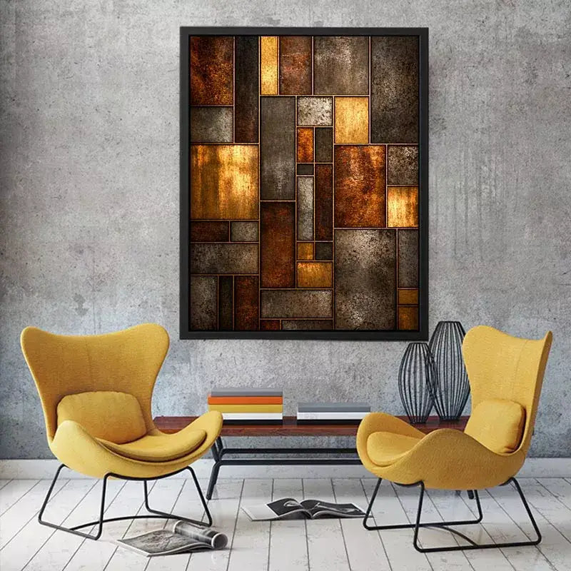 industrial abstract Canvas Print metal texture, geometric rustic panel artwork, modern industrial Canvas Print, metallic abstract wall decor, textured geometric art print