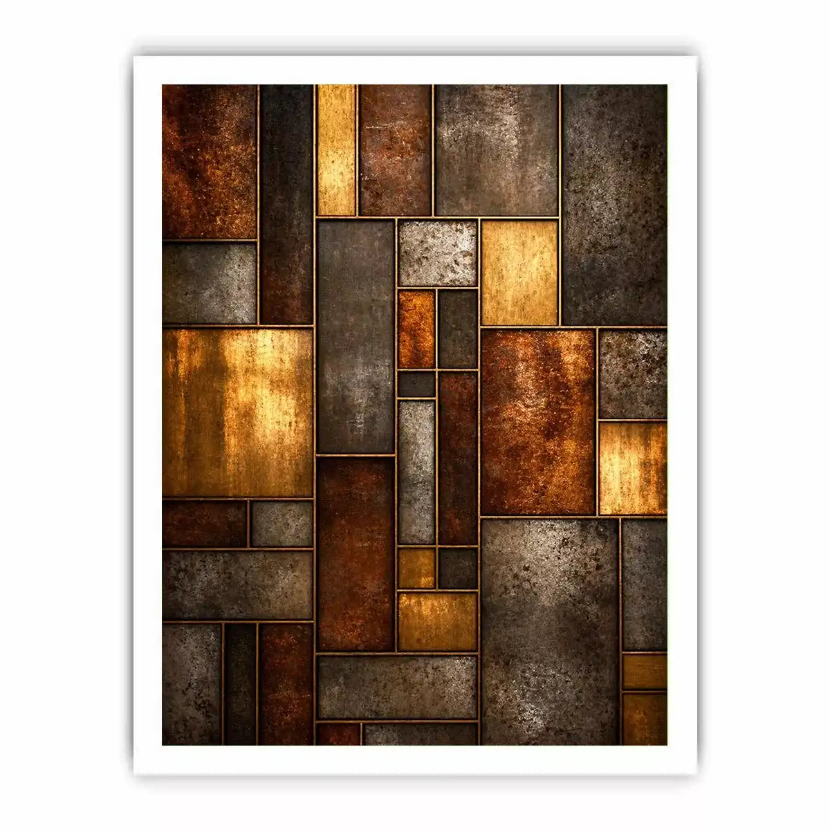 industrial abstract Canvas Print metal texture, geometric rustic panel artwork, modern industrial Canvas Print, metallic abstract wall decor, textured geometric art print