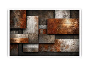 industrial abstract Canvas Print rust texture, layered metal panel artwork, modern geometric industrial canvas, textured neutral wall decor, urban abstract art print