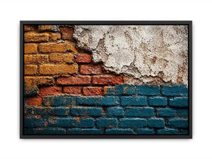 rustic brick Canvas Print texture, urban wall texture Canvas Print, distressed painted brick artwork, industrial wall decor texture, colorful brick abstract art