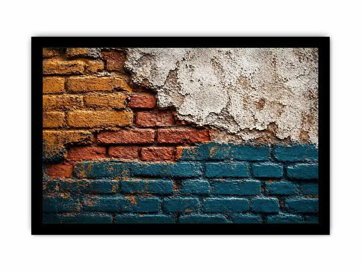 rustic brick wall art texture, urban wall texture canvas print, distressed painted brick artwork, industrial wall decor texture, colorful brick abstract art