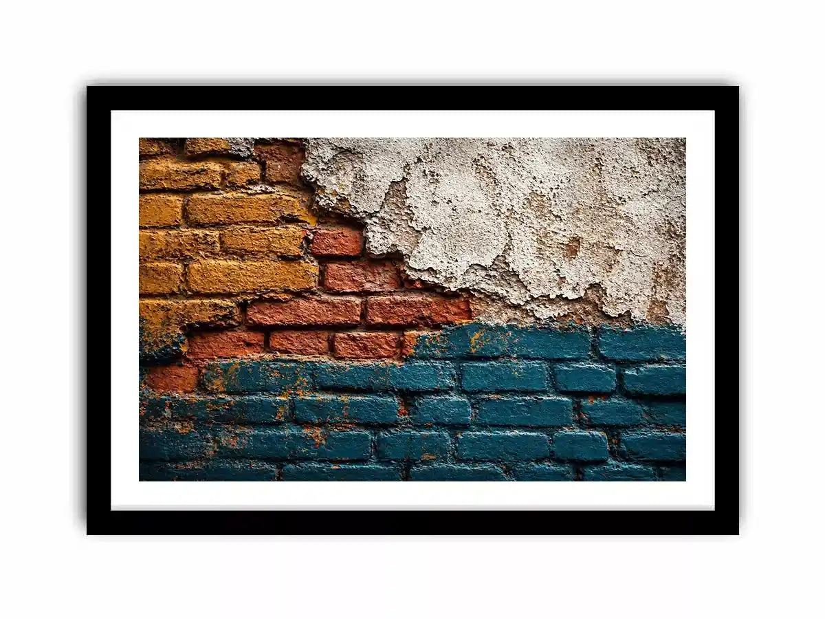 rustic brick wall art texture, urban wall texture canvas print, distressed painted brick artwork, industrial wall decor texture, colorful brick abstract art