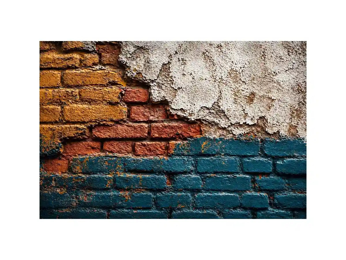 rustic brick Canvas Print texture, urban wall texture Canvas Print, distressed painted brick artwork, industrial wall decor texture, colorful brick abstract art