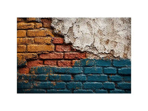 rustic brick Canvas Print texture, urban wall texture Canvas Print, distressed painted brick artwork, industrial wall decor texture, colorful brick abstract art