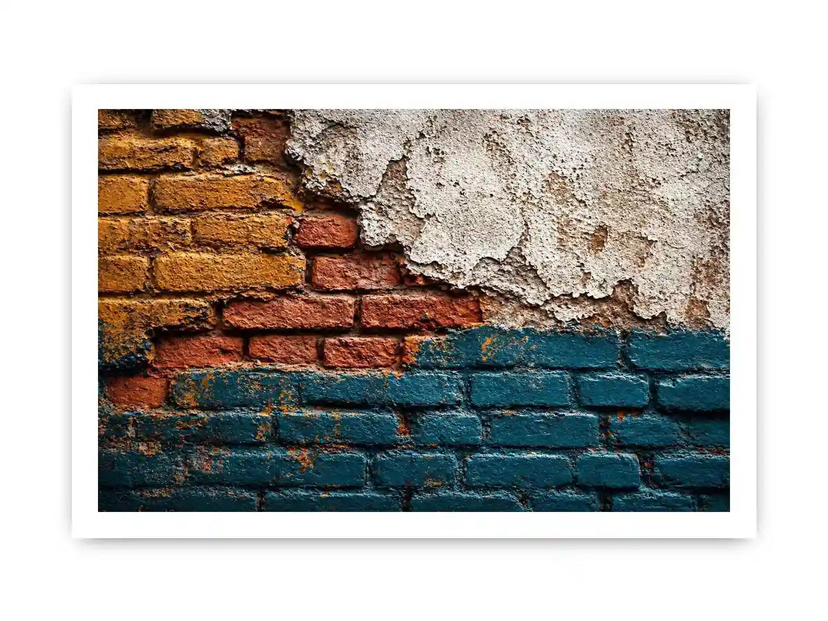 rustic brick Canvas Print texture, urban wall texture Canvas Print, distressed painted brick artwork, industrial wall decor texture, colorful brick abstract art