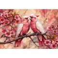 pink parrot Canvas Print watercolor birds, floral bird Canvas Print pink parrots, romantic bird illustration wall decor, botanical parrot painting soft tones