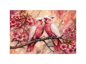 pink parrot Canvas Print watercolor birds, floral bird Canvas Print pink parrots, romantic bird illustration wall decor, botanical parrot painting soft tones