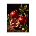 pomegranate still life wall art oil painting fruit, classic fruit painting canvas decor, red pomegranate artwork traditional still life