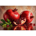 modern pomegranate still life Canvas Print, red fruit painting Canvas Print, realistic pomegranate artwork kitchen decor, contemporary fruit still life painting