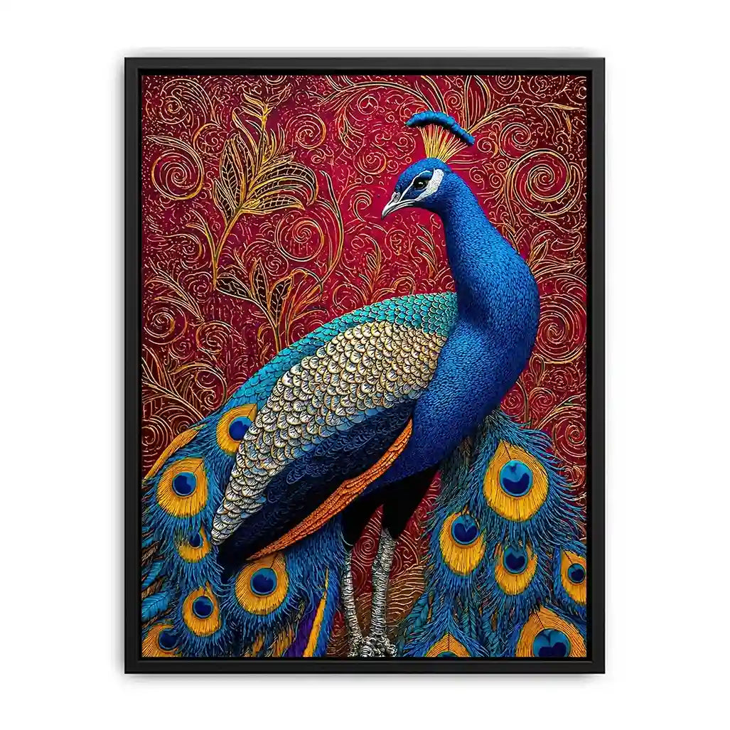 peacock Canvas Print colorful bird painting, royal peacock Canvas Print vibrant feathers, decorative bird artwork modern wall decor, peacock illustration luxury art