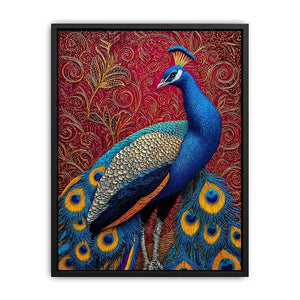 peacock Canvas Print colorful bird painting, royal peacock Canvas Print vibrant feathers, decorative bird artwork modern wall decor, peacock illustration luxury art