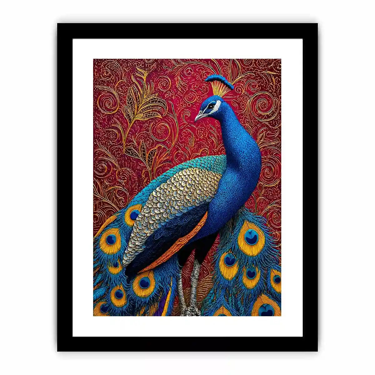 peacock Canvas Print colorful bird painting, royal peacock Canvas Print vibrant feathers, decorative bird artwork modern wall decor, peacock illustration luxury art