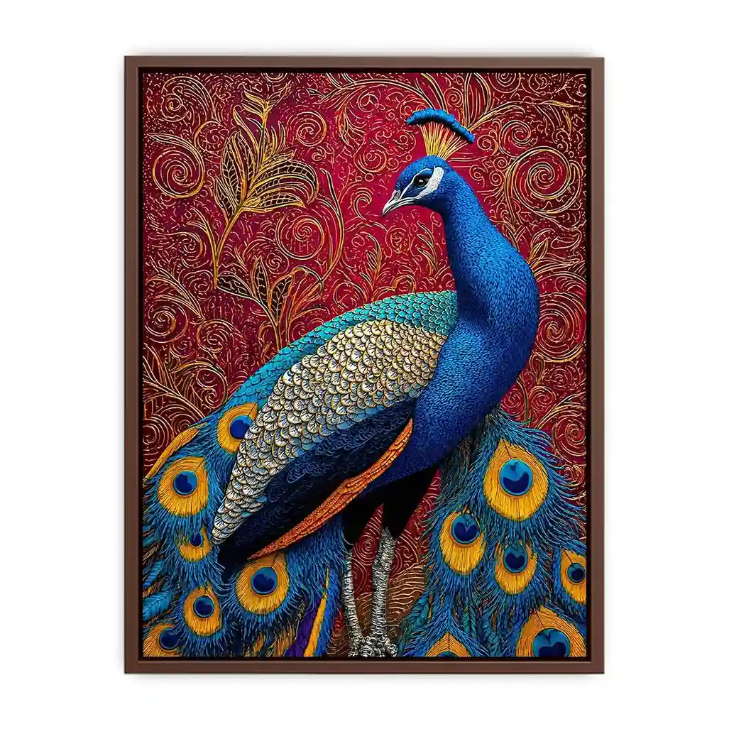 peacock Canvas Print colorful bird painting, royal peacock Canvas Print vibrant feathers, decorative bird artwork modern wall decor, peacock illustration luxury art