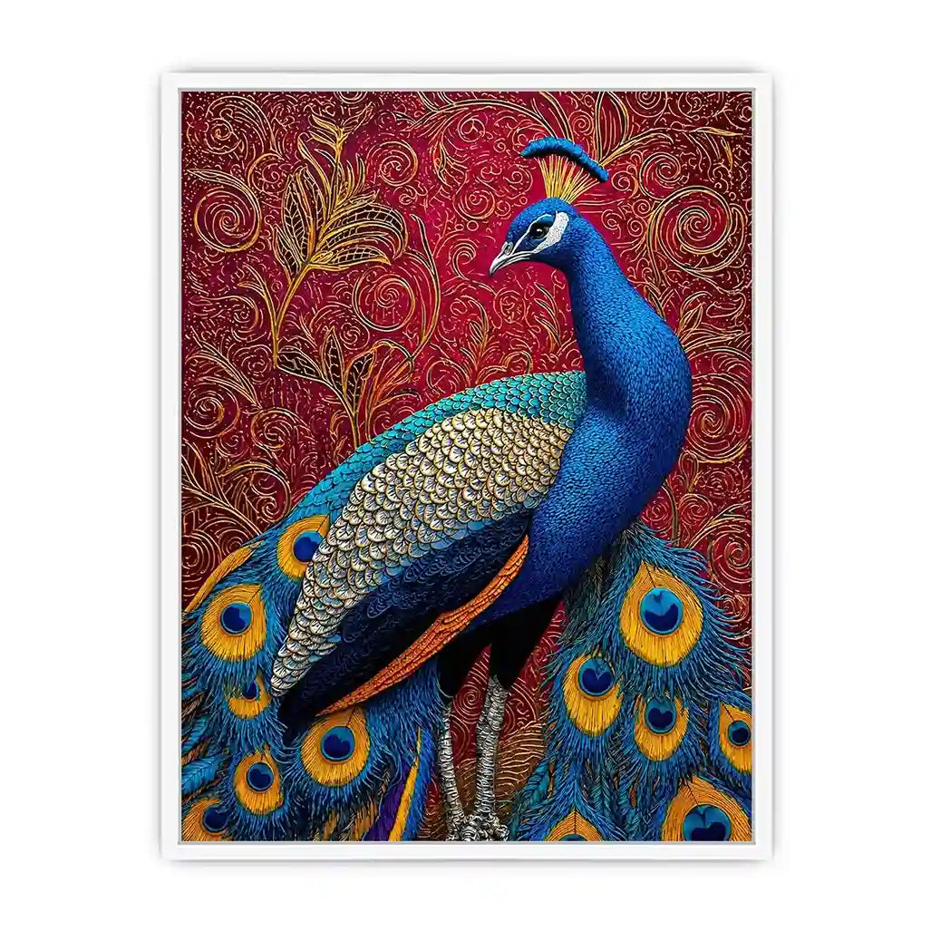 peacock Canvas Print colorful bird painting, royal peacock Canvas Print vibrant feathers, decorative bird artwork modern wall decor, peacock illustration luxury art
