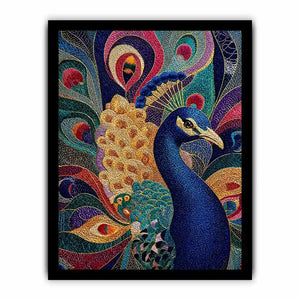 peacock Canvas Print colorful luxury bird canvas, vibrant peacock painting detailed feathers artwork, blue gold peacock canvas modern decor, exotic bird Canvas Print premium textured design