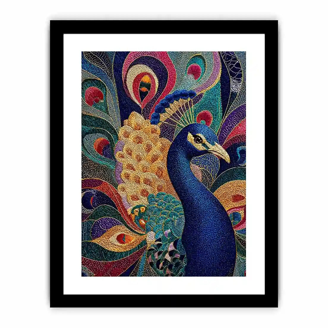 peacock Canvas Print colorful luxury bird canvas, vibrant peacock painting detailed feathers artwork, blue gold peacock canvas modern decor, exotic bird Canvas Print premium textured design