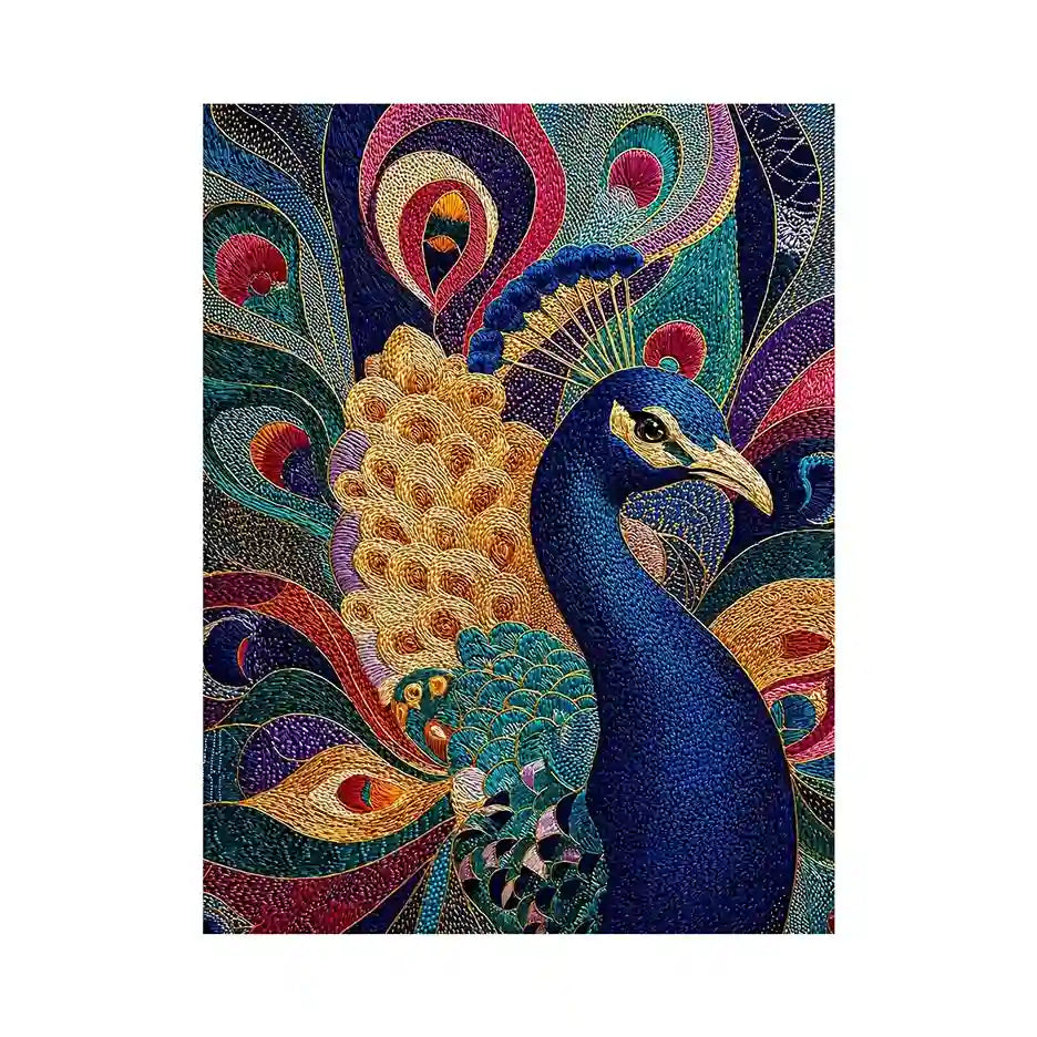 peacock Canvas Print colorful luxury bird canvas, vibrant peacock painting detailed feathers artwork, blue gold peacock canvas modern decor, exotic bird Canvas Print premium textured design