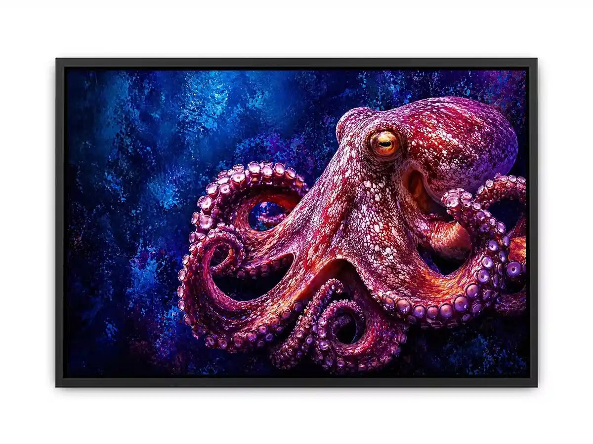 octopus Canvas Print modern ocean canvas, vibrant octopus painting detailed texture artwork, marine life canvas bold sea creature decor, underwater octopus artwork premium design
