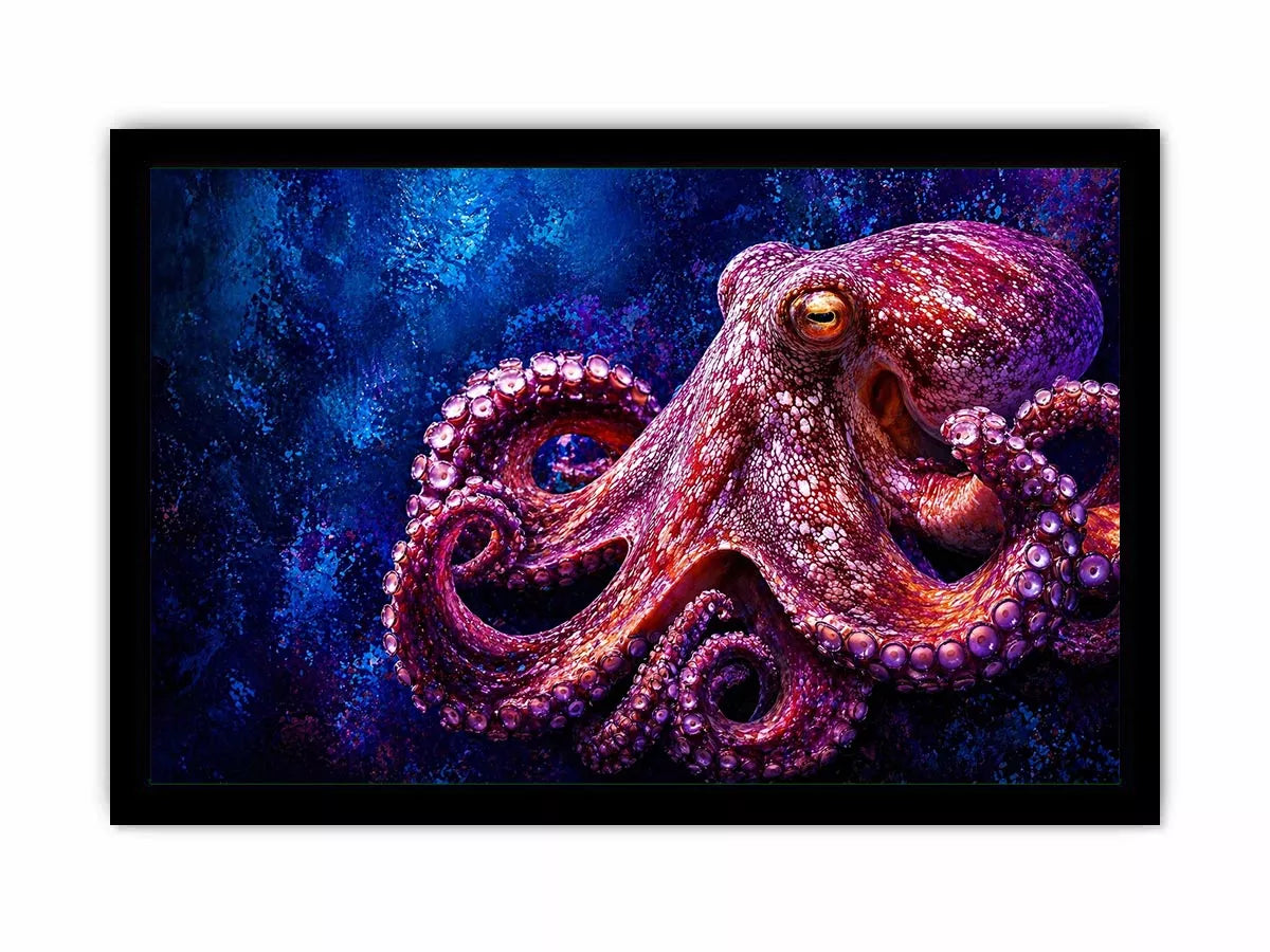 octopus Canvas Print modern ocean canvas, vibrant octopus painting detailed texture artwork, marine life canvas bold sea creature decor, underwater octopus artwork premium design